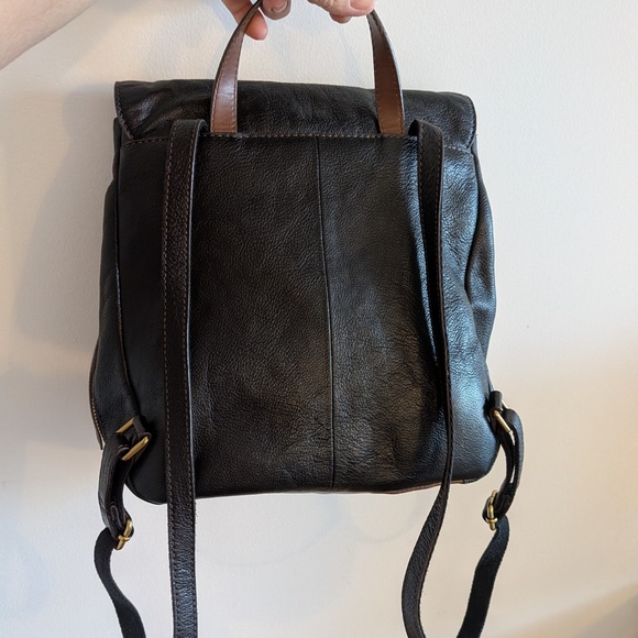 Fossil Claire Pebbled Leather Backpack SHB1932 Black Brass hardware